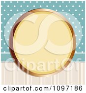 Clipart Retro Gold Circular Frame On Blue Polka Dots And Stripes Royalty Free Vector Illustration by elaineitalia