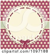 Clipart Retro Doily Circular Frame On Pink And Beige Polka Dots Royalty Free Vector Illustration