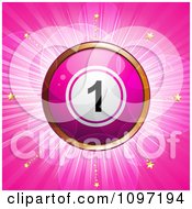 3d Pink And Gold Lottery Of Bingo Ball Over Pink With Stars And Flares