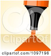 Poster, Art Print Of 3d Orange Highlighter Pen Drawing A Line Of Ink With Copyspace