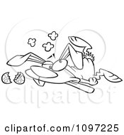 Clipart Outlined Stampeded Easter Bunny Crushed On The Floor Royalty Free Vector Illustration by toonaday