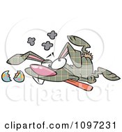 Clipart Trampled Plaid Easter Bunny Crushed On The Floor Royalty Free Vector Illustration by toonaday