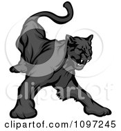 Clipart Black Panther Mascot Growling Royalty Free Vector Illustration