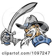 Clipart Aggressive Civil War Army General Holding A Sword Royalty Free Vector Illustration