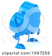 Clipart 3d Blue Cloud Character Pouting 2 Royalty Free CGI Illustration