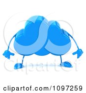 Clipart 3d Blue Cloud Character Pouting 1 Royalty Free CGI Illustration