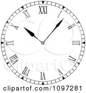 Clipart Black And White Roman Numeral Clock Face Royalty Free Vector Illustration by michaeltravers #COLLC1097281-0111