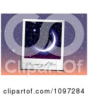 Clipart Dreaming Of You You Written On A Crescent Moon Instant Photo Over Dusk Stars Royalty Free Vector Illustration by michaeltravers