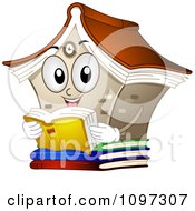 Poster, Art Print Of Happy Library Mascot Reading A Book