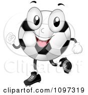 Happy Soccer Ball Mascot Jogging