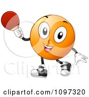 Happy Table Tennis Or Ping Pong Ball Holding A Paddle