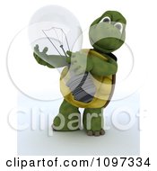 Poster, Art Print Of 3d Tortoise Holding A Transparent Light Bulb