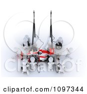 Clipart 3d Team Of White Characters Working On A Race Car In A Pit Stop Royalty Free CGI Illustration