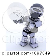 Poster, Art Print Of 3d Robot Holding A Transparent Light Bulb