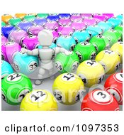 Poster, Art Print Of 3d White Character In Rows Of Bingo Balls