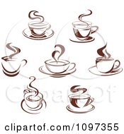 Poster, Art Print Of Steamy Brown Coffee Icons 1