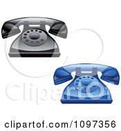 Poster, Art Print Of 3d Shiny Retro Desk Telephones