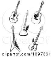 Poster, Art Print Of Black And White Rock Music Guitars