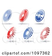Clipart Red And Blue Floating Cds Or Dvds Royalty Free Vector Illustration