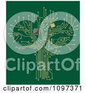 Poster, Art Print Of Gold Circuit Tree On Green