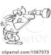 Outlined Pirate Peering Through A Spyglass Telescope
