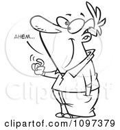 Clipart Outlined Annoying Man Making An Ahem Sound And Tapping Royalty Free Vector Illustration