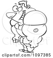 Clipart Outlined Happy Male Bodybuilder Flexing And Smiling Royalty Free Vector Illustration