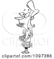 Clipart Outlined Shaking Woman Going Through Nicotine Withdrawals And Sucking On Cigarettes On No Smoking Day Royalty Free Vector Illustration by toonaday