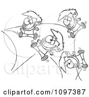 Poster, Art Print Of Outlined Energetic Boy Bouncing Off The Walls