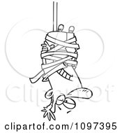 Poster, Art Print Of Outlined Businessman Caught Hanging Upside Down In Tape Formalities
