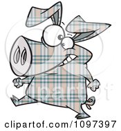 Poster, Art Print Of Happy Plaid Pig Walking Upright