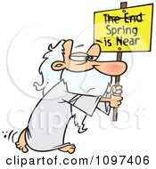 Man Carrying A Spring Is Near Sign With The End Crossed Out