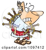 Clipart Betrayed Julius Caesar Stabbed With Swords On The Ides Of March Royalty Free Vector Illustration