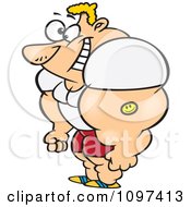 Clipart Happy Male Bodybuilder Flexing And Smiling Royalty Free Vector Illustration