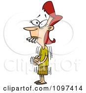 Clipart Jittery Woman Going Through Nicotine Withdrawals And Sucking On Cigarettes On No Smoking Day Royalty Free Vector Illustration