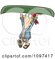 Happy Man Carrying A Canoe Over His Head