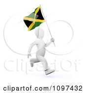 Clipart 3d White Person Running With A Jamaican Flag Royalty Free CGI Illustration