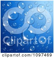 Poster, Art Print Of Background Of Reflective Water Droplets On Blue