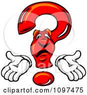 Clipart Shrugging Red Question Mark Mascot Royalty Free Vector Illustration by Chromaco