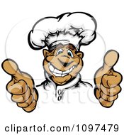 Poster, Art Print Of Happy Male Chef Mascot Holding Two Thumbs Up