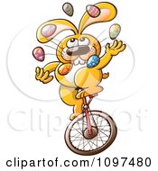 Talented Easter Bunny Juggling Eggs And Riding A Unicycle