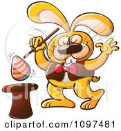 Magician Easter Bunny Raising An Egg From A Hat