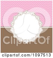 Clipart Decorative Circular Frame Over A Pink Chevron Pattern And Brown Royalty Free Vector Illustration