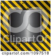Poster, Art Print Of 3d Perforated Vent Over A Grungy Hazard Stripe Background