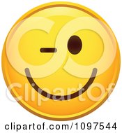 Poster, Art Print Of Winking Flirty Yellow Emoticon Smiley Face