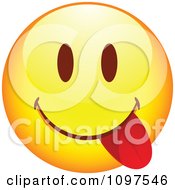 Clipart Yellow Goofy Cartoon Smiley Emoticon Face 11 Royalty Free Vector Illustration