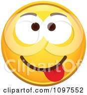 Clipart Yellow Goofy Cartoon Smiley Emoticon Face 1 Royalty Free Vector Illustration