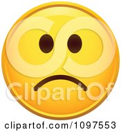 Poster, Art Print Of Yellow Cartoon Smiley Emoticon Face Frowning 2
