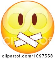 Clipart Yellow Gagged Cartoon Smiley Emoticon Face 2 Royalty Free Vector Illustration