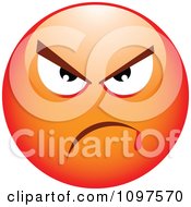 Poster, Art Print Of Red Bully Cartoon Smiley Emoticon Face 3